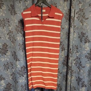 BiBi Coral and White Knit Top